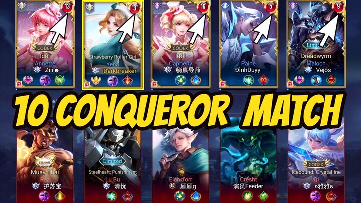 YENA 10 CONQUEROR MATCH - PRO YENA GAMEPLAY | AoV | 傳說對決 | RoV | Liên Quân Mobile