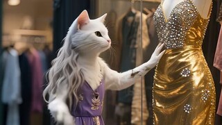 The cat version of the beautiful golden skirt is torn