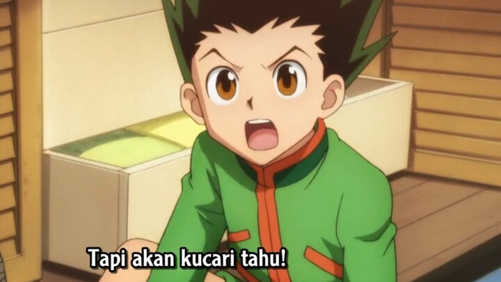 Menggambar ekspresi Gon  saat ingin mencari tahu hal yg terpenting bagi ayahnya itu apa