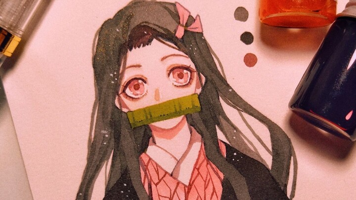 [Gambar]Tinta Berwarna: Nezuko yang Manis