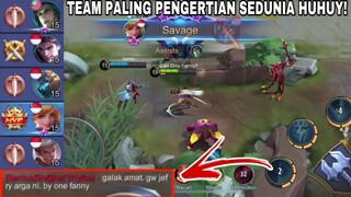 INI BARU NAMANYA TEAM DI KASIH SEVEG! LANGSUNG DI TANTANG MUSUH BYE ONE FANNY AMPUN!!