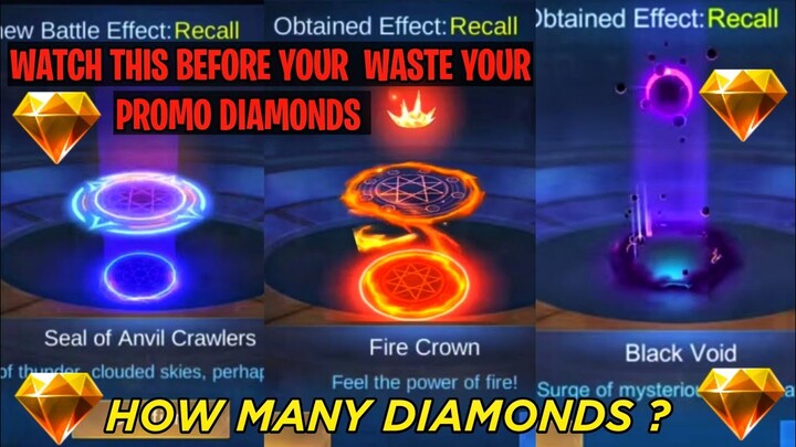 HOW MANY DIAMONDS FOR SEAL OF ANVIL, FIRE CROWN & BLACK VOID RECALL ? MOBILE LEGENDS || MLBB