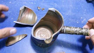 [Cuộc sống] Khôi phục cốc gốm bằng ghim kim loại