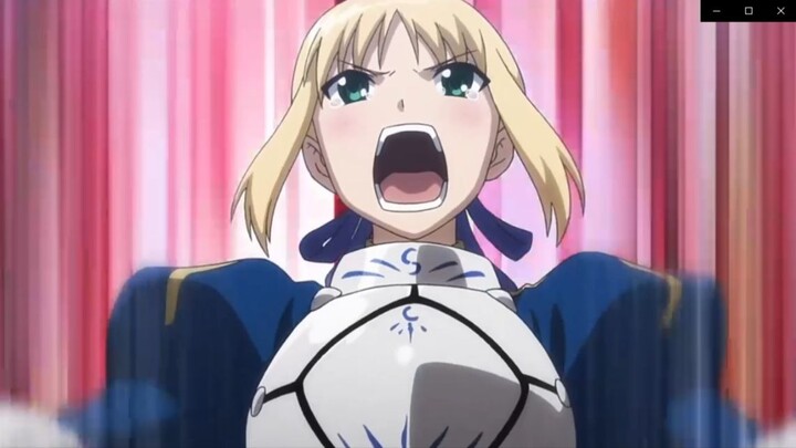 Shirou sekali lagi berubah menjadi prajurit raksasa dan melemparkan koin ke Saber