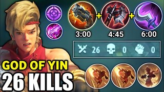 GOD OF YIN - 26 KILLS IN JUST 10 MINUTES | YIN SOLO HYPER CARRY | BEST BUILD & EMBLEM | MLBB