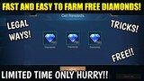 FAST AND EASY TO GET FREE DIAMONDS (100% LEGIT) HURRY LIMITED TIME ONLY MOBILES LEGENDS