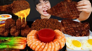 ASMR MUKBANG 직접 만든 양념 치킨먹방! 스테이크 짜파게티 레시피 & 먹방 FRIED CHICKEN AND BLACK BEAN NOODLES EATING SOUND!