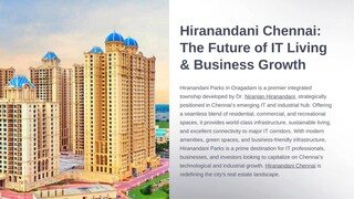 Hiranandani Chennai: The Future of IT Living & Business Growth