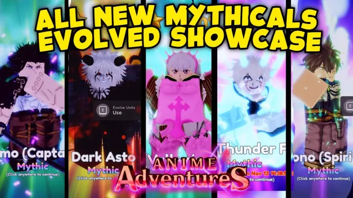 ALL NEW EVOLVED MAX LVL MYTHICALS SHOWCASE [BLACK CLOVER] IN ANIME ADVENTURES!