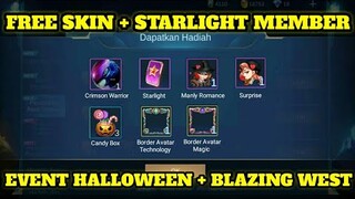 FREE SKIN ALPHA + STARLIGHT MEMBER CARD!!! EVENT HALLOWEEN DAN EVENT BLAZING WEST - MLBB