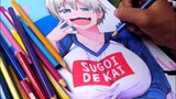 Digital Vs Tradi Art Ft Ika Gayou || Menggambar Anime Uzaki Chan Sugoi Dekai