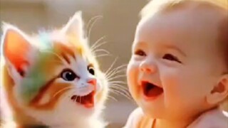 Cute Baby and Cats Video