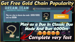 Get Free Gold Chain Popularity In BGMI | Play as a Duo In Classic Duo Mode And Run 6000m