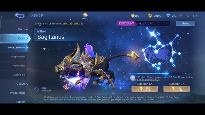 Sagittarius Zodiac Skin Irithel Mobile legends