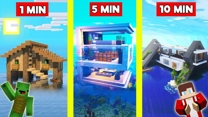 HOUSE ON THE WATER BUILD BATTLE CHALLENGE In Minecraft - NOOB VS PRO - Maizen Mizen Mazien Parody