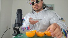 ASMR Plate Licking Squeezed Orange Juice & Stippling With Magic Staff