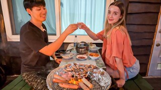 DELICIOUS Grilled Razor Clam & Pork-Neck MUKBANG In The Korean Countryside | Real Cooking Mukbang