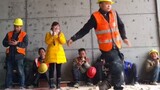 Take the lead in dancing a self-taught break dance on the construction site to relieve everyone's fa