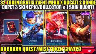 TOTAL 32 TOKEN DRAW GRATIS EVENT MLBB X DUCATI 2 RONDE! DAPET 3 SKIN EPIC/COLLECTOR & 1 SKIN DUCATI