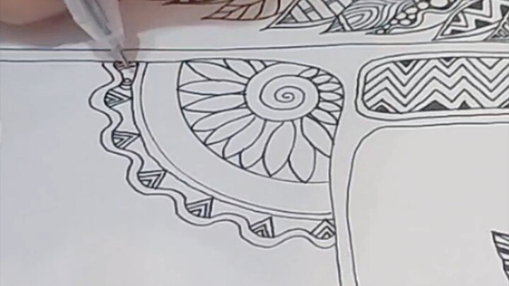 Zentangle - Florals pattern 花卉禅绕图 #zentangle #learntodraw #creativehealing #禅绕画 #绘画治愈 #画画 #手绘