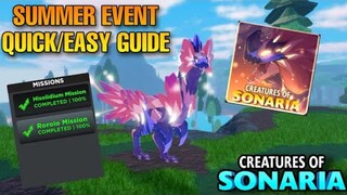 SUMMER EVENT 2022 QUICK/EASY GUIDE! TIPS and TRICKS! | ROBLOX Creatures of Sonaria