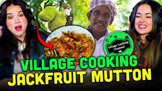 Village cooking channel: “Raw Jackfruit Mutton Gravy Cooking in Village” REACTION! | CinDesi