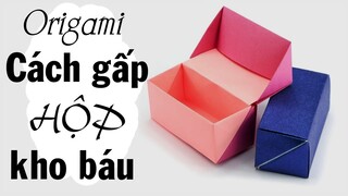 Origami Hinged Gift Box Tutorial  - Gấp hộp quà bằng giấy a4 cực dể ai cũng làm được