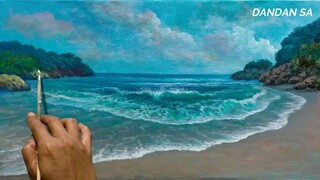 CARA MENGGAMBAR PEMANDANGAN LAUT DAN PANTAI / HOW TO DRAW SEA AND BEACH BY DANDAN SA, Tutorial 24