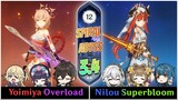 C0 Yoimiya Overload and C0 Nilou Superbloom | New Spiral Abyss 3.4 - Floor 12 9 Stars