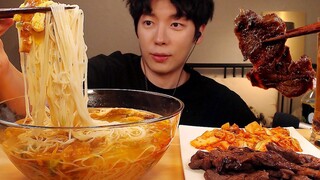 Mukbang Mì Tàu Ăn Kèm Kim Chi Thịt Bò Nướng