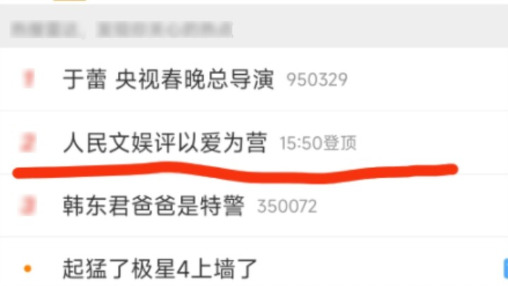 People's Entertainment commented on the current status of the hot search on Weibo "Camp of Love"