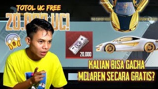 Total 20.000UC Gratis Lagi! Mungkin Kalian Berkesempatan Gacha Skin MCLAREN Secara Gratis! | PUBGM