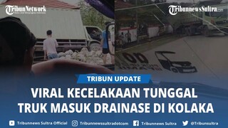 Video Viral Kecelakaan Tunggal Truk Masuk Drainase di Wolo Kolaka Sulawesi Tenggara