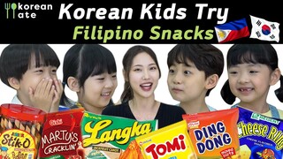 Korean Kids Try Filipino Snacks for the First Time 🇵🇭🇰🇷| Korean Ate