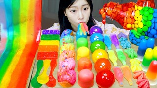 ASMR MUKBANG| 레인보우 디저트 무지개 탕후루 꿀젤리 먹방 & 레시피 RAINBOW DESSERT MACARONS EATING