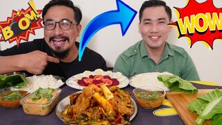 MUTTON CURRY SALAD ERONBA EATING CHALLENGE  || MUTTON CURRY SALAD MUKBANG || EATING SHOW