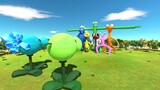 Team Peashooter and Snow Pea vs Rainbow Friends - Animal Revolt Battle Simulator