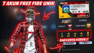TOP 7 AKUN FREE FIRE PALING UNIK DENGAN BADGE YANG SANGAT LANGKA