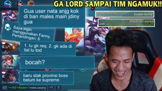 GA LORD SAMPAI TIM NGAMUK KWKW !! 6 PERTANDINGAN 0% WIN RATE FIRST PICK FANNY !!