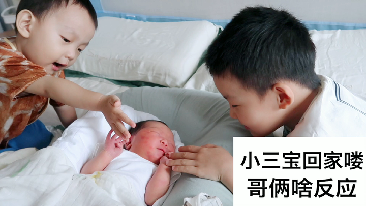 Reaksi dua kakak saat si bungsu yang baru lahir 2 hari pulang ke rumah~