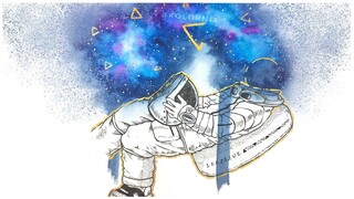 How To Paint Galaxy with Watercolors | Astronaut dude