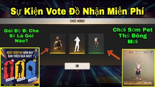 [Garena Free Fire]/Hé Lộ Gói Đồ Sẽ Miễn Phí Của Sự Kiện Vote Quà,Chơi Sớm Pet Mật Vụ Thỏ Bông Mới