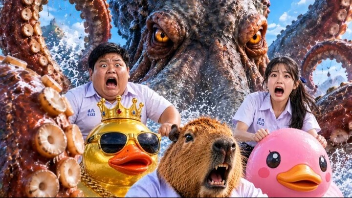 เอาชีวิตรอดจากปลาหมึกยักษ์กลางทะเล #ลุงเก้เอไอตูน #ลุงเก้ชาแนล