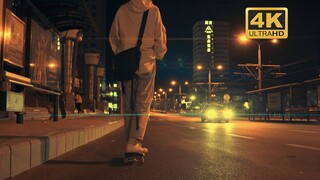 สเก็ตบอร์ด ไนท์สเก็ตตอนตีสี่ในใจกลางเมือง ห่างจากถนนที่สว่างคือความมืด