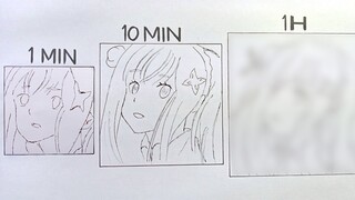 Drawing EMILIA in 1 MIN, 10 MIN, 1H [ Re: Zero ]