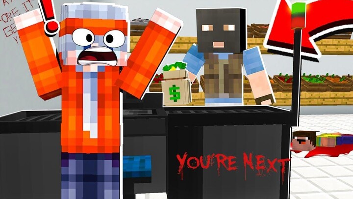 Minecraft หมู่บ้านสยองขวัญ 👻 ตอน เป็นพนักงานเซเว่น