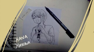 menggambar hana yurikawa dari anime mieruko chan