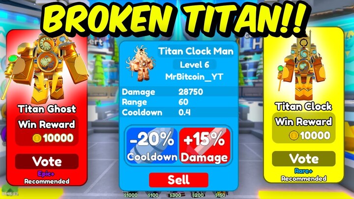 BROKEN Titan Clock Man in Toilet Tower Defense! #roblox