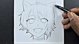 Anime sketch | how to draw fox anime girl step-by-step