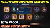 BIG EVENT! FREE LIMITED EPIC SKINS AND SPECIAL SKIN FOR ALL! MOBILE LEGENDS